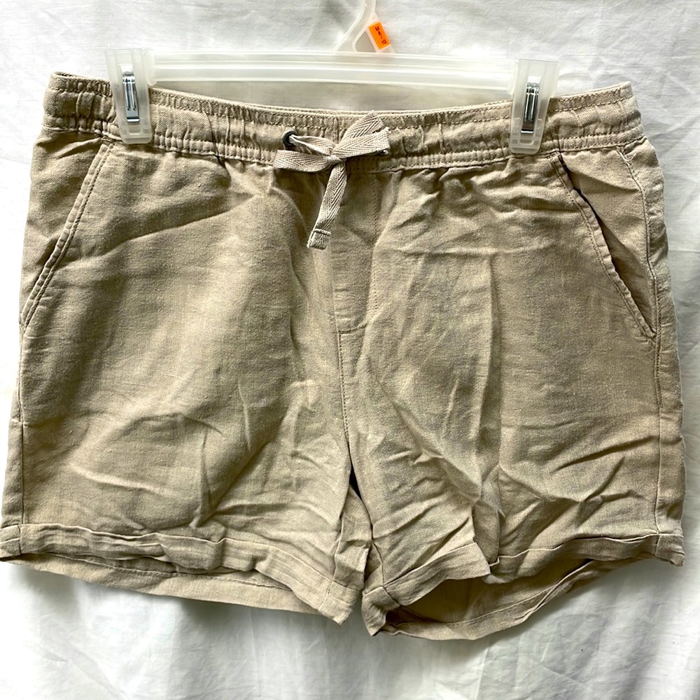Dash drawstring 4pocket cuffed 55%linen shorts ladies M